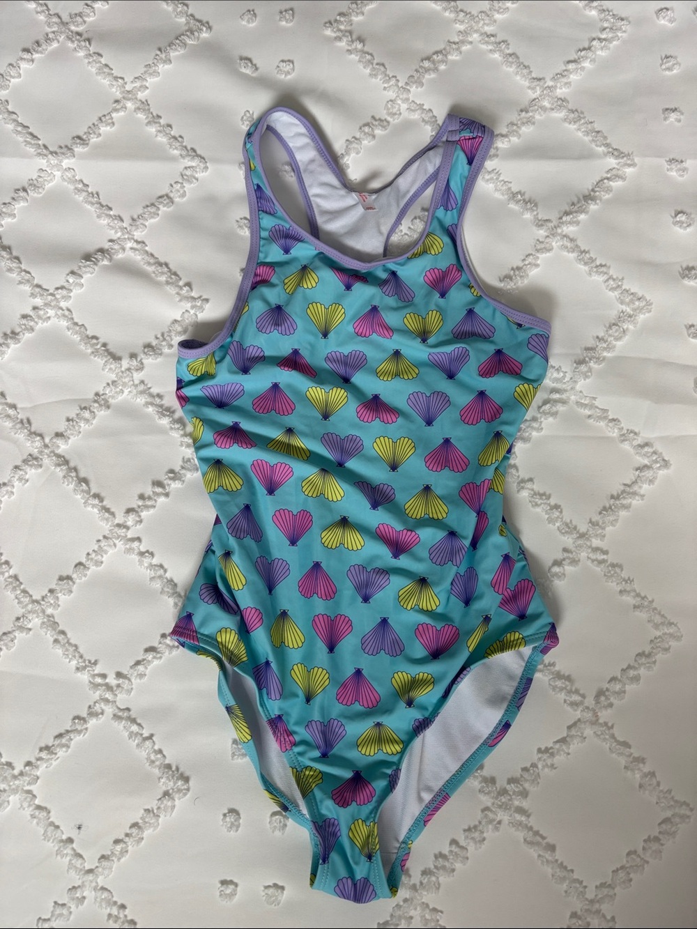 Joe Fresh Aqua Shell-Print Girls' One-Piece Swimsuit